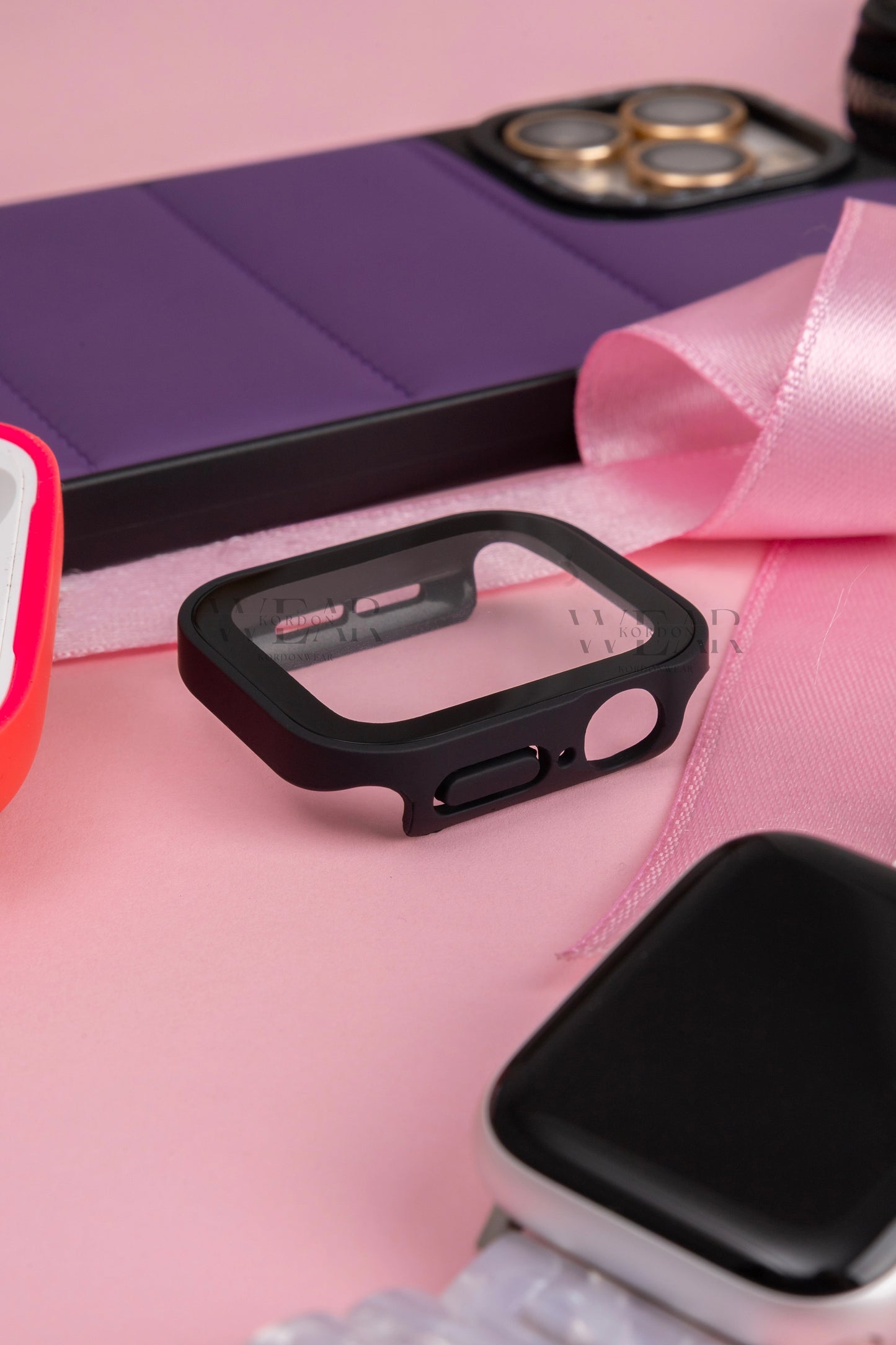 Apple Watch Uyumlu Kasa ve Ekran Koruyucu Su Geçirmez Kılıf - Mat Siyah