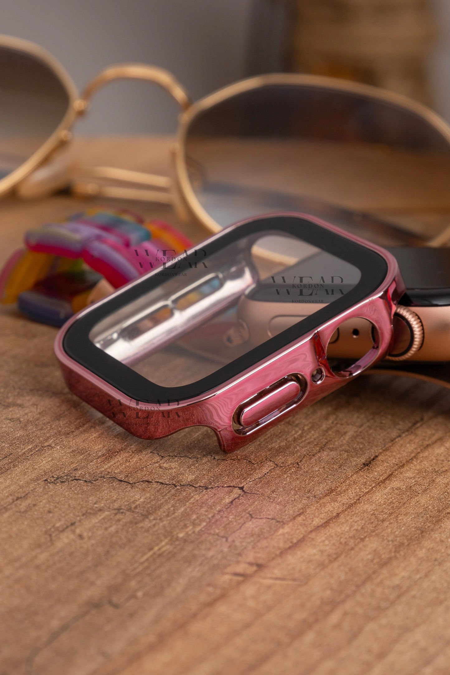 Apple Watch Uyumlu Kasa ve Ekran Koruyucu Su Geçirmez Kılıf – Pembe