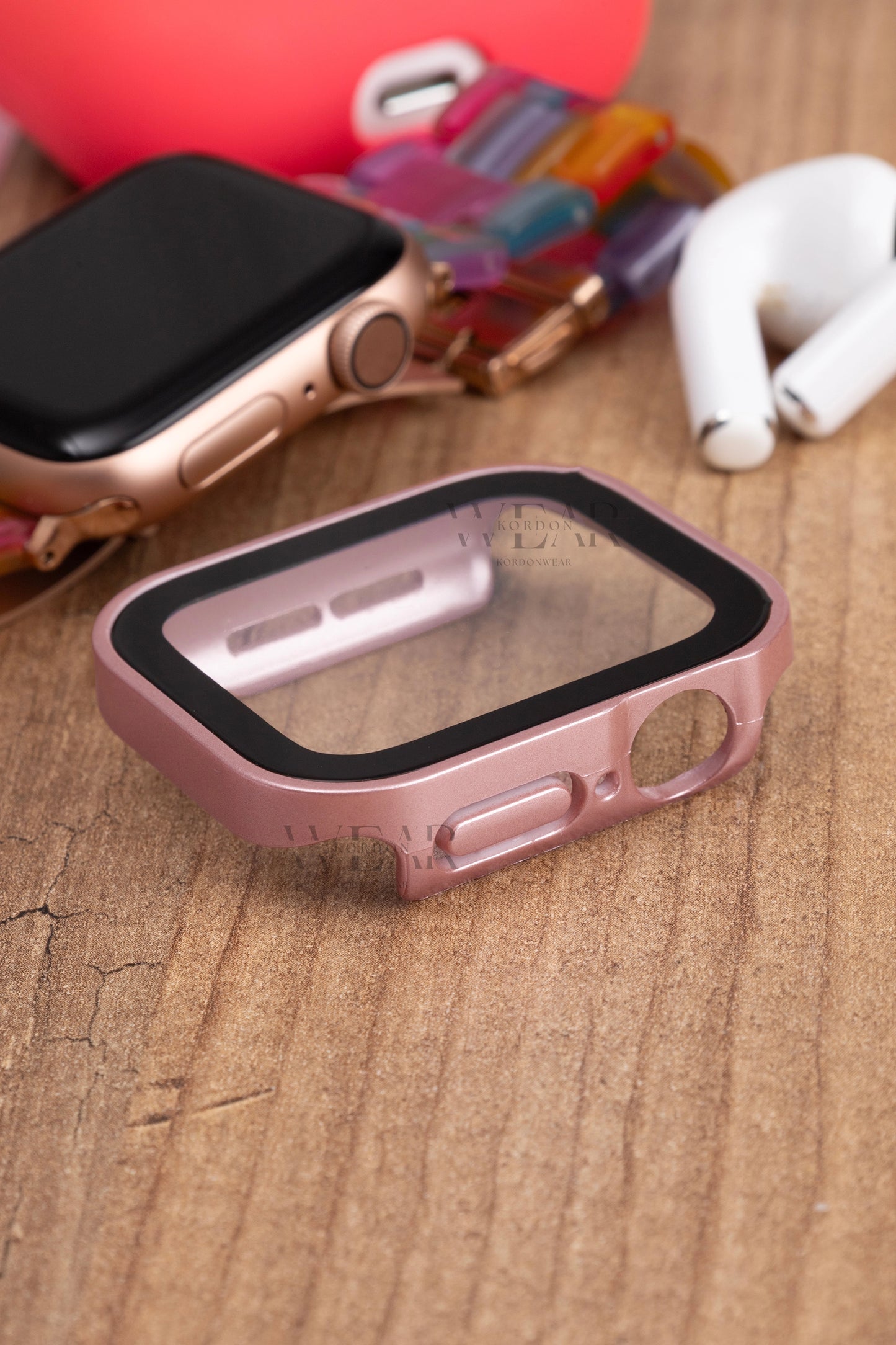 Apple Watch Uyumlu Kasa ve Ekran Koruyucu Su Geçirmez Kılıf - Mat Rose Pink
