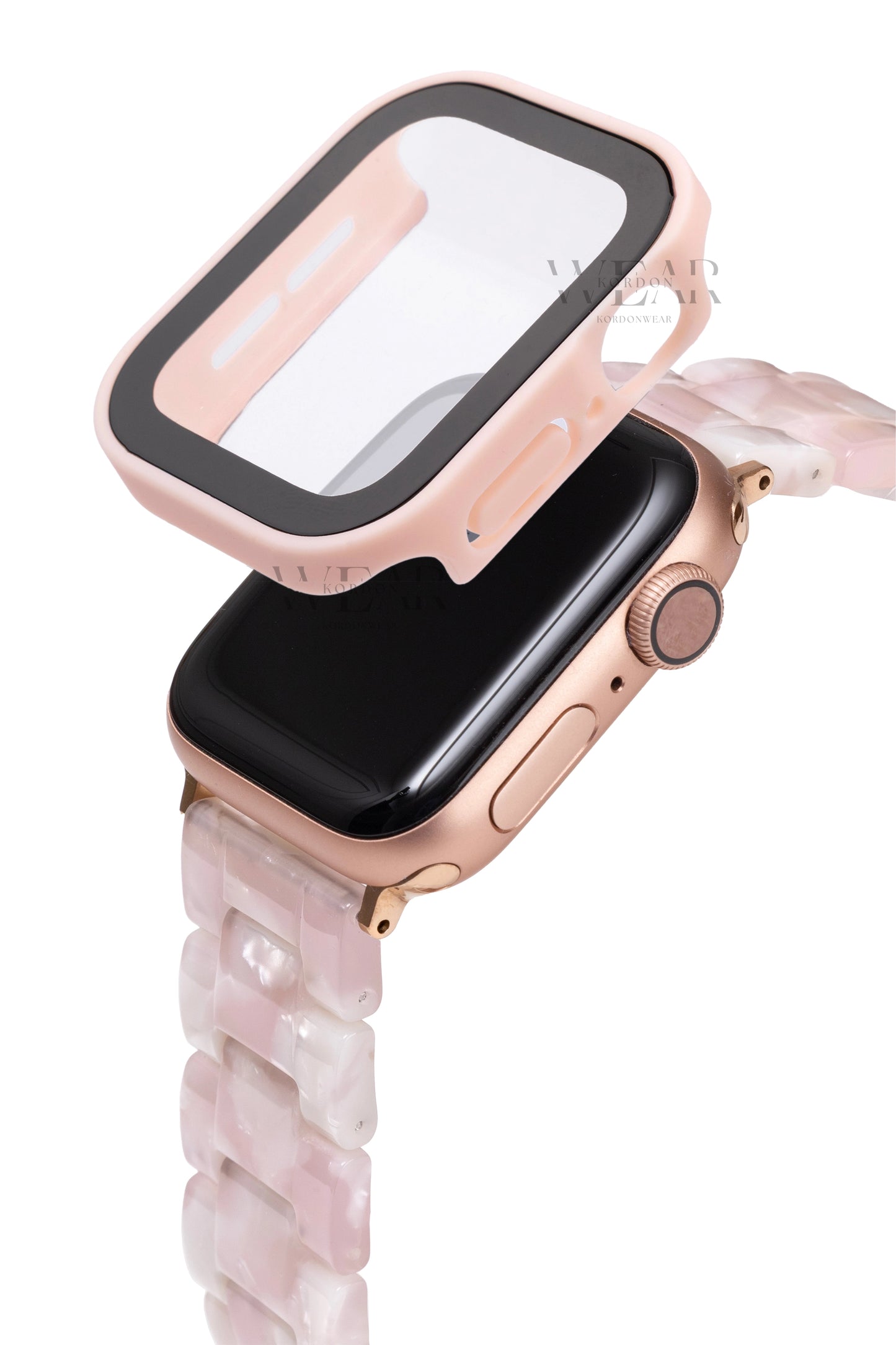 Apple Watch Uyumlu Kasa ve Ekran Koruyucu Su Geçirmez Kılıf - Kum Pembesi