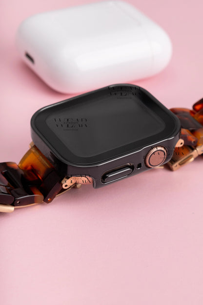 Apple Watch Uyumlu Kasa ve Ekran Koruyucu Su Geçirmez Kılıf – Parlak Siyah
