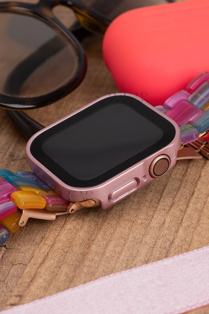 Apple Watch Uyumlu Kasa ve Ekran Koruyucu Su Geçirmez Kılıf - Mat Rose Pink
